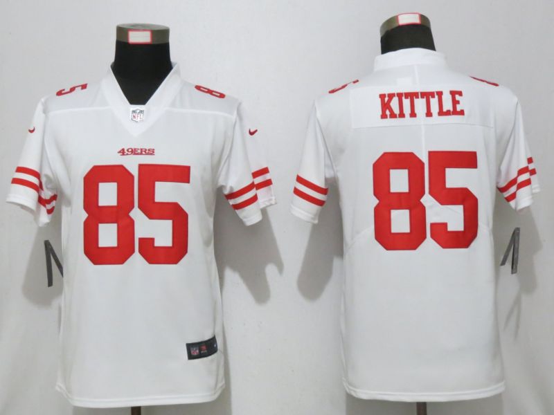 Women San Francisco 49ers #85 Kittle White Nike 2019 Vapor Untouchable Elite Player->women nfl jersey->Women Jersey